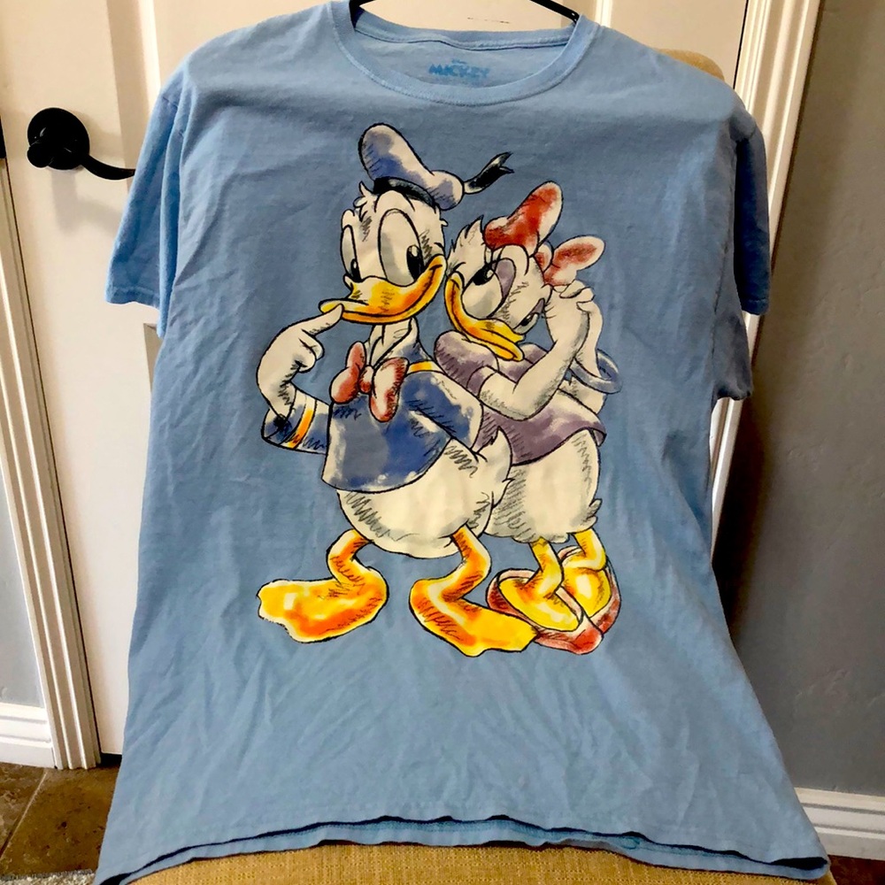 Small Disney Donald and Daisy Duck short sleeve tee shirt shirt light blue